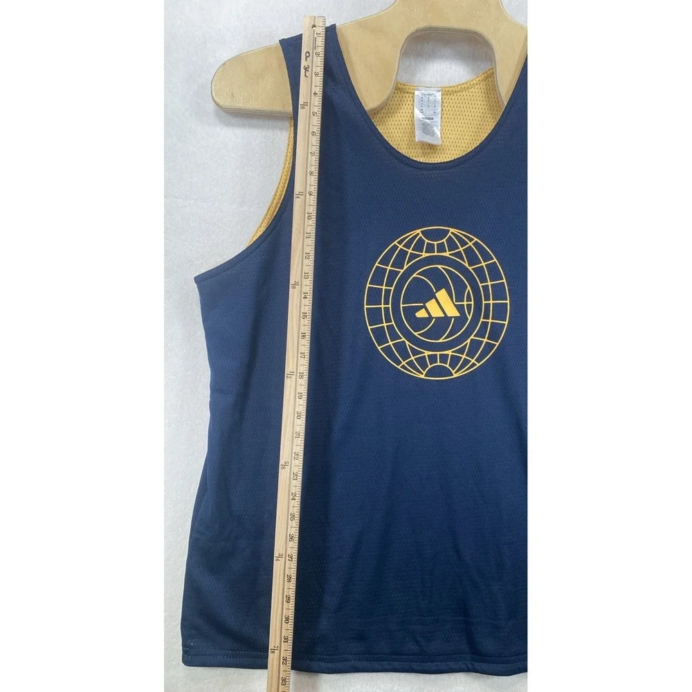 Adidas Tank Top Mens XL  Yellow Navy Reversible  Jersey Basketball Training C15